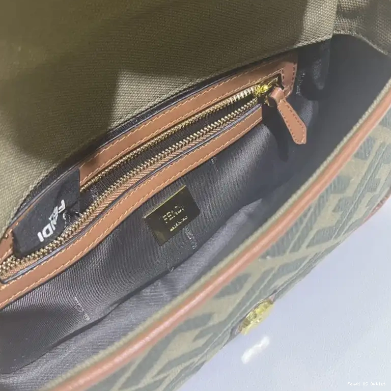 Affordable HOT Fendi Medium Baguette Motif Green Canvas FF Bag In 0625
